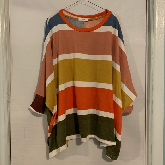 Multicolor striped dolman top NWOT - Picture 3 of 4
